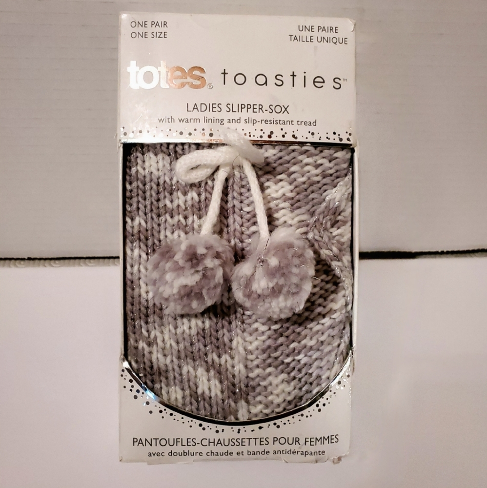 Totes Toasties Ladies Slipper Socks Grey Ones Size